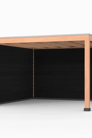 Nu Kopen Douglas overkapping, 400 x 400, met achterwand en zijwand, Westwood Elegant zwart
